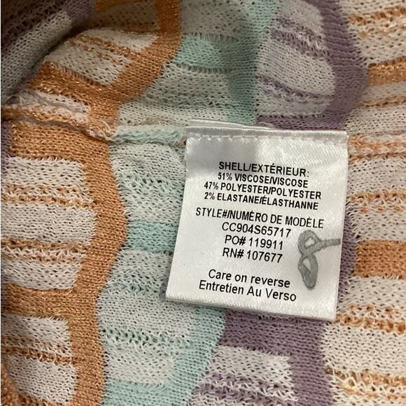 Alice + Olivia Wave Stripe Summer Knit Cardigan In Pastels Size Small - Picture 10 of 11